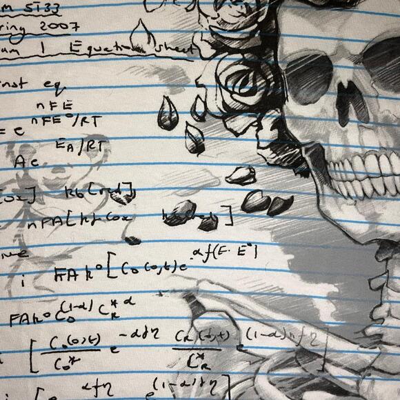 Liquid Blue 🧠 “Grateful Dead Notebook Skeleton” Graphic Tee – Size XL - Picture 7 of 7